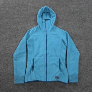 Patagonia Jacket Womens Small Blue R3 Hoody Reversible Grid Fleece Hike Outdoors